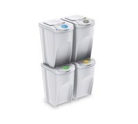 Set de 4 cubos de basura-papelera reciclaje, blanco roto, 4x 35L