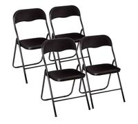 Well Home - Set de 4 Sillas 44x48x79cm Plegables Color Negro Resistente y práctica para Exteriores