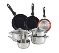Well home set de batería de cocina de 7pc en acero inoxidable + 3 sartenes ø16ø20ø24cm cobre metalizado en aluminio