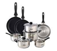 Urban Cook Set de Batería de cocina de 8pc en acero inoxidable + 3 Sartenes Ø16Ø20Ø24cm Gris metalizado en aluminio prensado