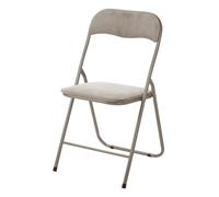 Well Home Silla Plegable Terciopelo Asiento 40x38cm, Acolchada, Estructura metálica, Beige