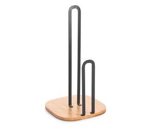 Well Home Soporte para papel de cocina en acero y bambú de estilo industrial