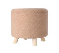 Well home taburete de almacenamiento 100% poliéster ø40x37cm de 18l color beige