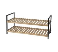 WELL HOME MOBILIARIO & DECORACIÓN Well Home Zapatero 2 estantes en Metal y bambú 70x30x32cm, Natural, 70x30x32 cm