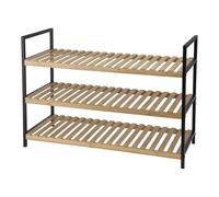 Well home - zapatero de bambú con 3 estantes en metal y bambú 70x30x48,5cm