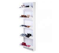 Wellhome Zapatero DUNNE Ultrafino de acero – 3 compartimentos (6 pares) – 50x13,5x103 cm – Blanco