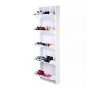 Wellhome Zapatero DUNNE Ultrafino de acero – 3 compartimentos (6 pares) – 50x13,5x103 cm – Blanco