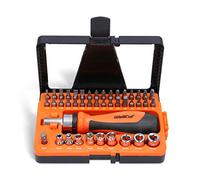 WELLCUT Juego de 44 puntas universales de trinquete y destornillador con funda, hexagonal/torx/ranurado/Phillips/Pozidriv/cuadrado para bricolaje/reparación electrónica/herramientas manuales, WC-RSD44