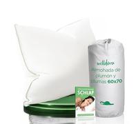 Welldora Almohada Plumas y Plumón Lujo 60x70 | Almohada Cervicales y Cuello Firmeza Media 3 Cámaras | 100% Plumón y Plumas Naturales | Médicamente Probada, Oeko-Tex, Hipoalergénica, Certificado RDS