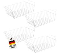 WELLGRO Cestas metálicas para armarios colgantes - aprox. 41 x 25 x 14 cm (LxBxH) - crean espacio extra - blanco, Juego de 4