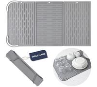 WELLHAUS: Alfombrilla de silicona plegable para escurrir, 60x33 cm, color gris, libre de BPA