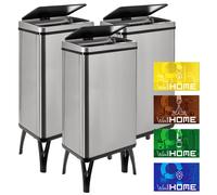 Wellhome Cubo de basura inteligente 50 L Alto 83,5 cm (35,5x26) Gris con etiquetas magnéticas