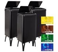 Wellhome Cubo de basura inteligente 50 L – Negro con etiquetas magnéticas