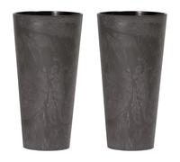 Wellhome Macetero Tubus Slim Effect de Plástico con Depósito en Antracita, 38,1x20x20cm