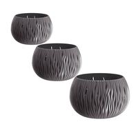 Wellhome Pack 3 Macetas BOWL SANDY Plástico Depósito Antracita Set M