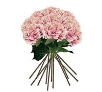 WellHome Pack de 12 Ramos de hortensias con Tacto Natural 88 cm con Flores de Ø20 cm en Color Rosa