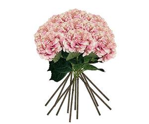 WellHome Pack de 12 Ramos de hortensias con Tacto Natural 88 cm con Flores de Ø20 cm en Color Rosa