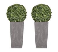 Wellhome Set de 2 Macetas Altas 35L Prosperplast Urbi Square Effect con Depósito en Gris Claro para Interior y Exterior
