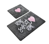 Set de alfombras de baño (2 Piezas) Home Sweet Home Fondo Gris Oscuro