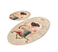 Wellhome Set de Alfombras de Baño 2 Piezas Terciopelo Mujer - Suavidad Antideslizante