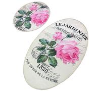 WELL HOME MOBILIARIO & DECORACIÓN Set de alfombras de baño (2 Piezas) Crema y Flor Rosa