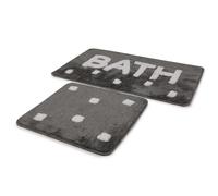 Wellhome Set de Alfombras de Baño Diseño Bath Gris Oscuro 2 Piezas Acrílico Lavable 50x60cm 60x100cm