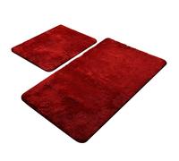 Wellhome Set de Alfombras de Baño Rojo 2 Piezas | Suave y Cómodo