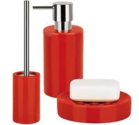 WellHome Set de baño, Rojo, 7,0x7,0x16,0/11,0x11,0x2,6/10,5x10,5x42,0