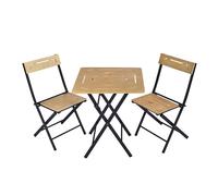 Wellhome Set de Mesa y Sillas de Jardín 3 Piezas Marrón Negro 100% MDF Patas de Metal