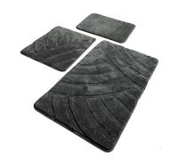 Wellhome Setmat Set de 3 Piezas Humo Rectangular 100% ACRÍLICO - Suave y Absorbente | Antideslizante | Lavable a Máquina