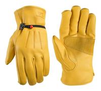 Wells Lamont Guantes de trabajo de cuero para hombre, con cierre de muñeca, bricolaje, construcción de Yardwork, motocicleta grande, Wells Lamont, Saddletan, paquete grande de 1 EE. UU