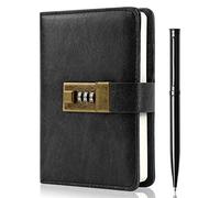 WEMATE Journal with Lock, Diary with Lock 192 Pages, Password Notebook, Pen & Gift Box - Perfect for Men and Women - 4.3X 6.18in (Black)