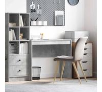 WEMYUFURN Escritorio compacto de hormigón gris 90 x 40 x 76 cm, marco estable de madera, superficie de trabajo moderna para ordenador portátil y monitor, fácil montaje con destornillador,