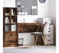 WEMYUFURN Escritorio de roble ahumado 90 x 40 x 76 cm, escritorio compacto de madera para pequeñas oficinas y oficinas en casa, moderna superficie de trabajo para ordenador portátil y monitor
