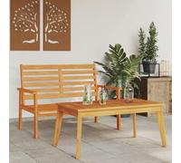 WEMYUFURN Juego de sofá de jardín de madera de acacia con mesa y banco, muebles de salón de madera maciza para terraza, jardín o patio trasero, mesa de fácil cuidado, reposabrazos y respaldos altos