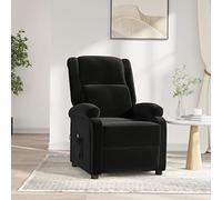 WEMYUFURN Sillón de relax eléctrico con funda de terciopelo negro, 3 posiciones reclinables mediante mando a distancia, cómodo sillón de TV con reposabrazos acolchados, marco de madera maciza y metal