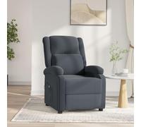 WEMYUFURN Sillón de relax eléctrico de terciopelo gris oscuro con mando a distancia y 3 posiciones reclinables para ver la televisión cómodamente y relajarse, marco de madera maciza y metal