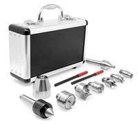 WEN LA0009 Kit de 9 piezas MT2 para torno de madera y centro vivo con caja de aluminio
