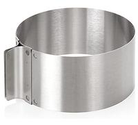 wenco Anillo para tartas ajustable de 16 a 30 cm, 8 cm de alto, de acero inoxidable, accesorio para hornear, resistente al calor hasta 180 °C, inoxidable, plateado, apto para lavavajillas