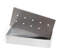 Wenco Caja para ahumar de acero inoxidable, 20 x 9,5 x 4 cm, resistente al calor, para barbacoa de gas y carbón vegetal, color plateado
