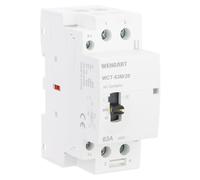 Wengart Contactor Silencioso 63A AC230V, Selector Manual/Automático de 3 Posiciones,Normalmente Abiertos,Ancho 36mm (2 Módulos), Ideal para Aerotermia,Carga de Vehículo Eléctrico y Piscina