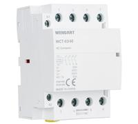 Wengart Protector de instalación WCT-E63, 4 polos 63 A, voltaje de control AC/DC 24 V, 4 cierres (4NO), montaje en riel DIN de 54 mm (3TE), protección universal para Smart Home, fotovoltaica y bomba