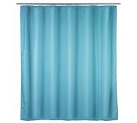 WENKO 20042500 Cortina de ducha Unicolor Azul claro Antimoho - antibacterial, lavable, Plástico - Poliéster, cm, Azul - Azul claro