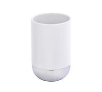 WENKO 21646100 Portacepillos Melfi - Soporte de Cepillo de Dientes para Cepillo de Dientes y Pasta de Dientes, cerámica, 7.2 x 11 x 7.2 cm, Color Blanco