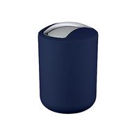 Wenko 22520100 - Papelera con tapa Brasil S Cubo, Absolutamente resistente a los golpes, plástico termoplástico (TPE), Azul (oscuro), 14 x 14 x 21 cm, 2 L