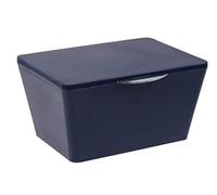 Wenko 22596100 Caja con Tapa Brasil - Cesta, baño Cesta con Tapa, plástico termoplástico (TPE), Azul Oscuro, 15, 5 x 19 x 10 cm