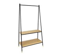Wenko 71139800 Perchero de Pie Loft con 2 Estantes Generosos, Natural/Negro