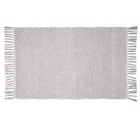 WENKO Alfombra de baño Gata sostenible de botellas de PET recicladas, con modernos patrones de estilo étnico y base antideslizante, lavable hasta 40°C, (An. x A): 50 x 80 cm, gris/blanco