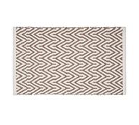 WENKO Alfombra de baño i sostenible de botellas de PET recicladas, con modernos patrones de estilo étnico y base antideslizante, lavable hasta 40°C, (An. x A): 50 x 80 cm, marrón/blanco