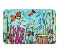 Wenko Alfombra de baño Rollin'Art Full Bloom, alfombrilla, motivo marino, superficie aterciopelada y reverso antideslizante, apta para calefacción por suelo radiante, 100 % poliéster, 45 x 70 cm